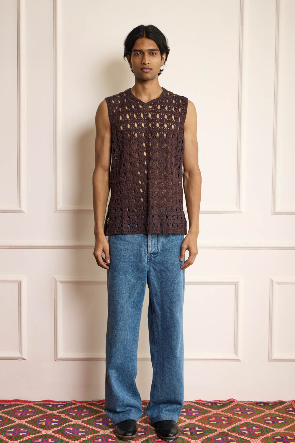 Crochet Brown Vest – HARAGO - Main Image