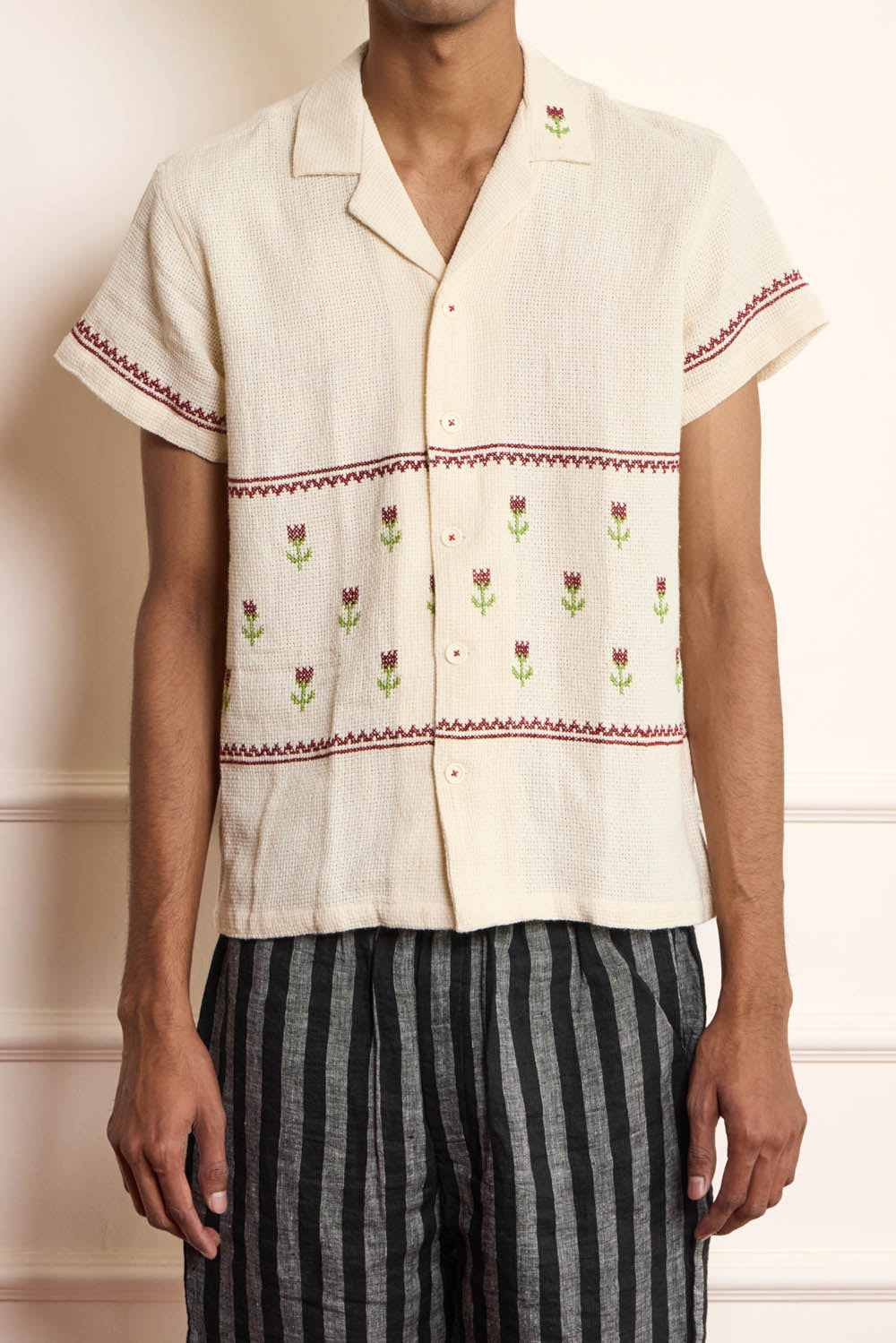 Tulip Cross Stitch Embroidered Shirt