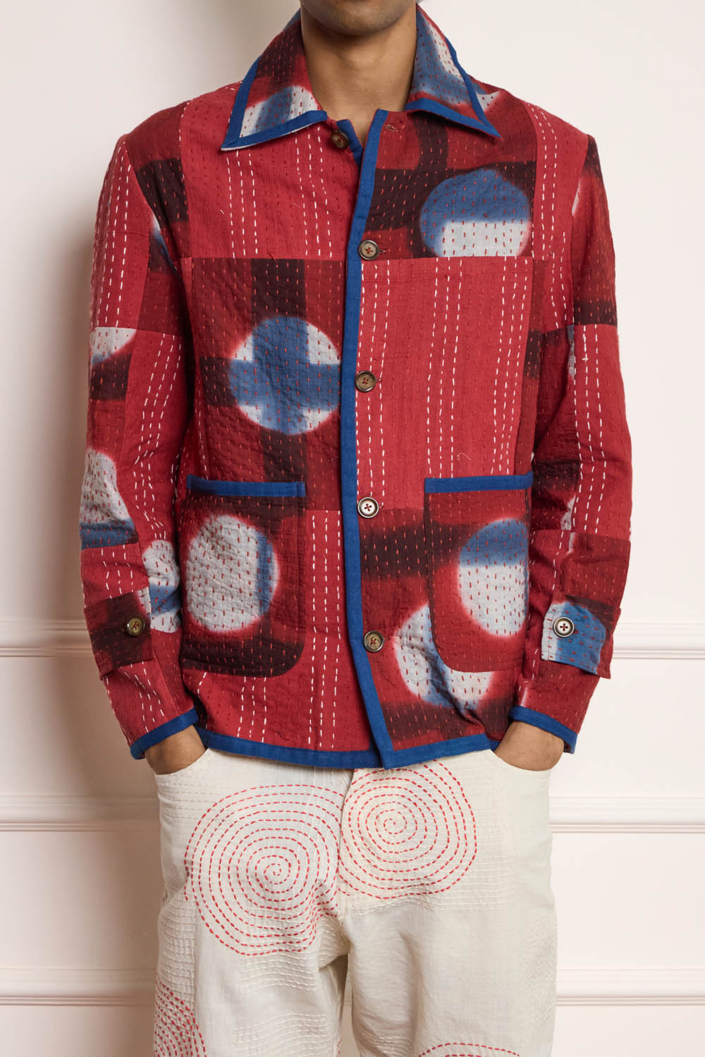 Clamp Dye Patchwork Kantha Jacket