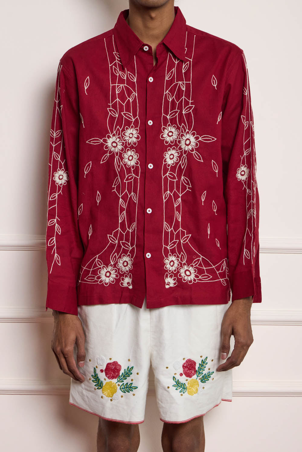 French Tea Towel Embroidered Shirt