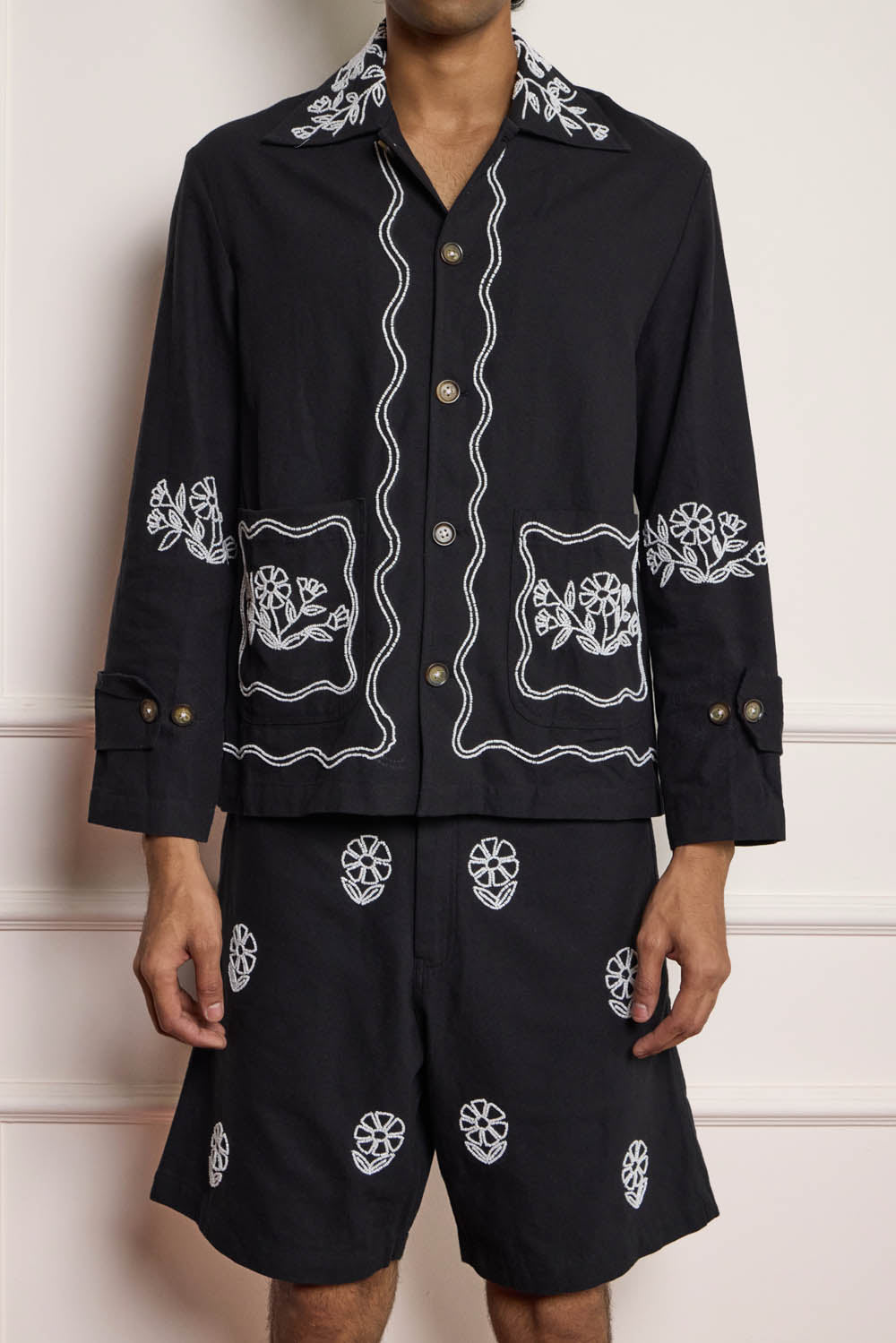 Bead Embroidered Blouson Jacket