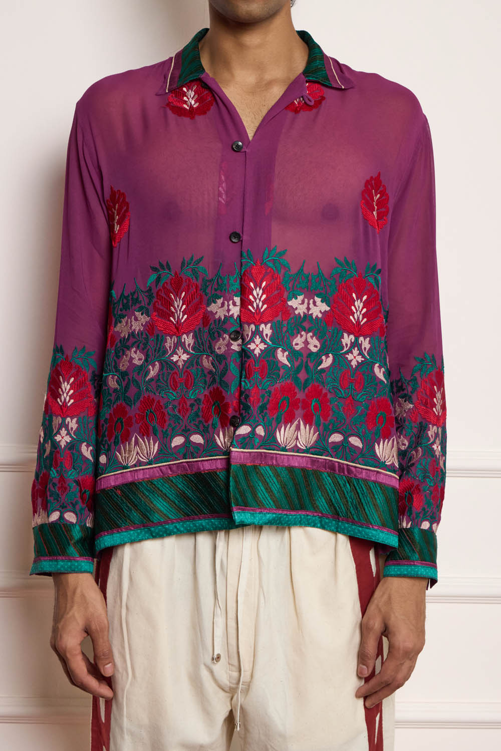 Vintage Silk Embroidered Shirt