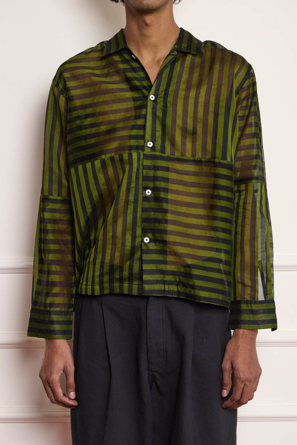 Silk Patchwork Shirt - Green