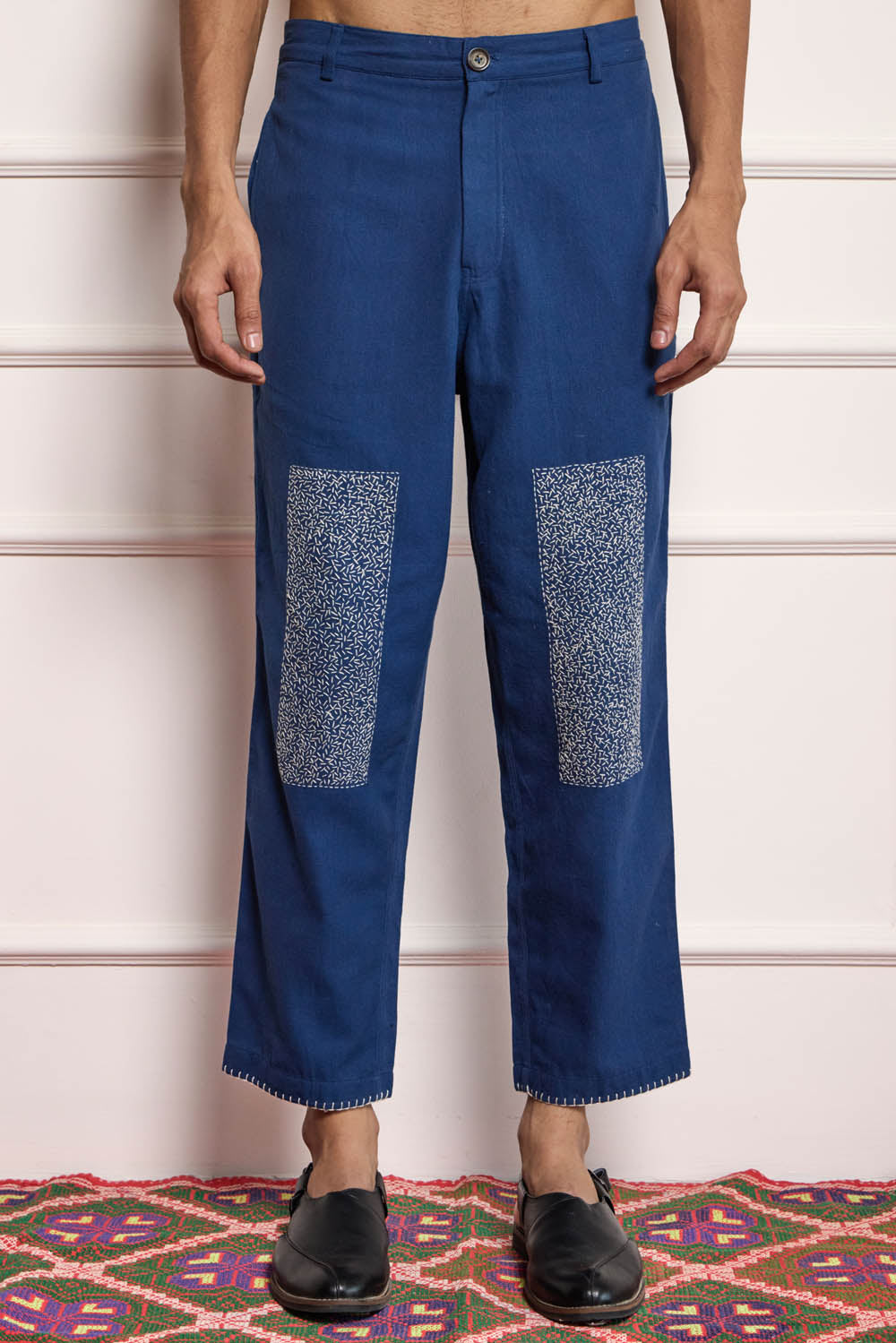 Kantha Knee Patch Embroidered Pants