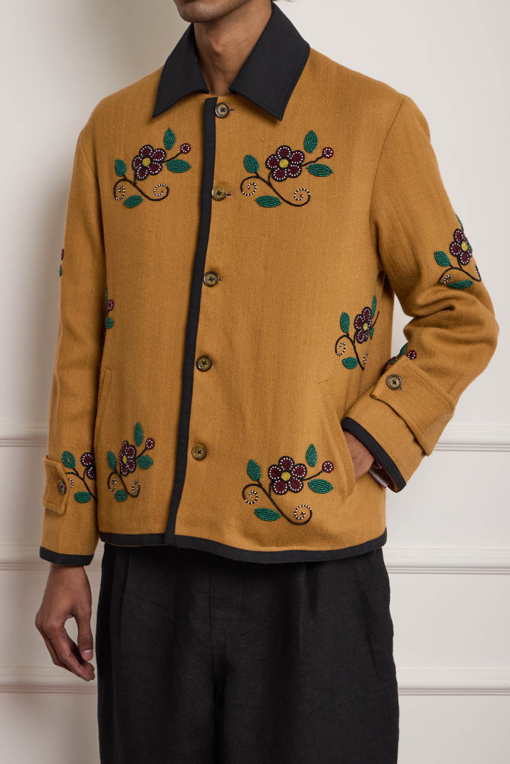 Bead Embroidered Wool Jacket