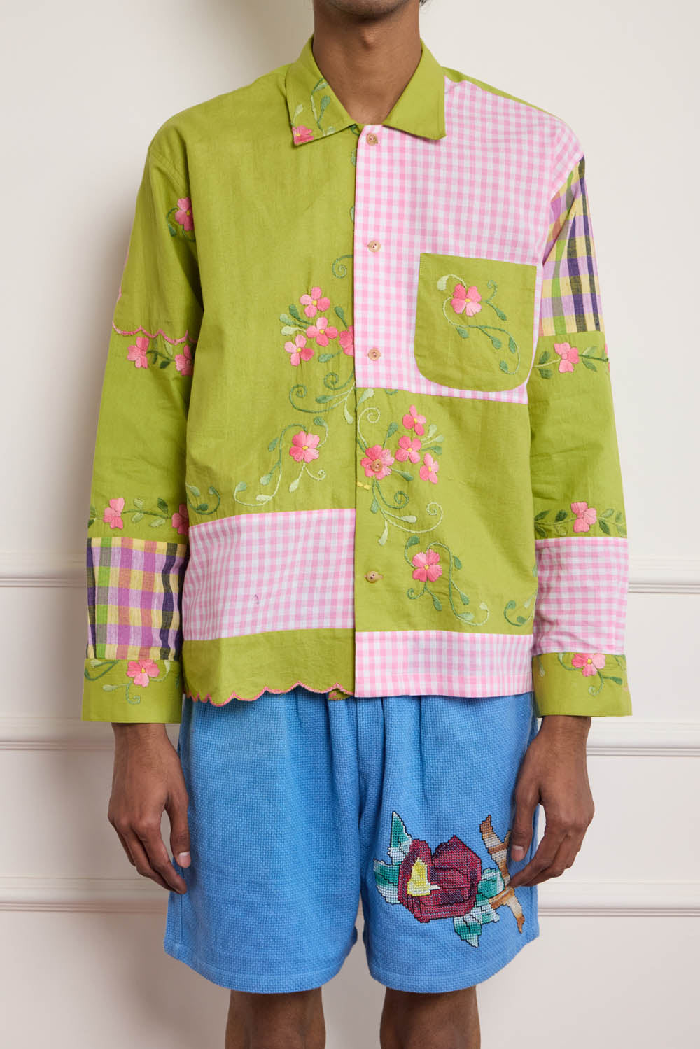 Embroidered Patchwork Shirt
