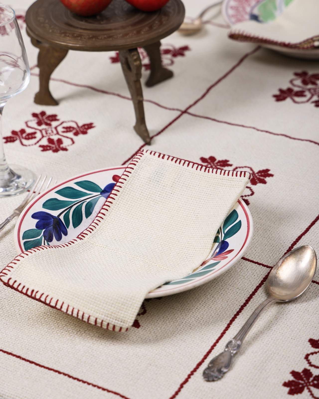 Cross- Stitch Embroidered Tablecloth