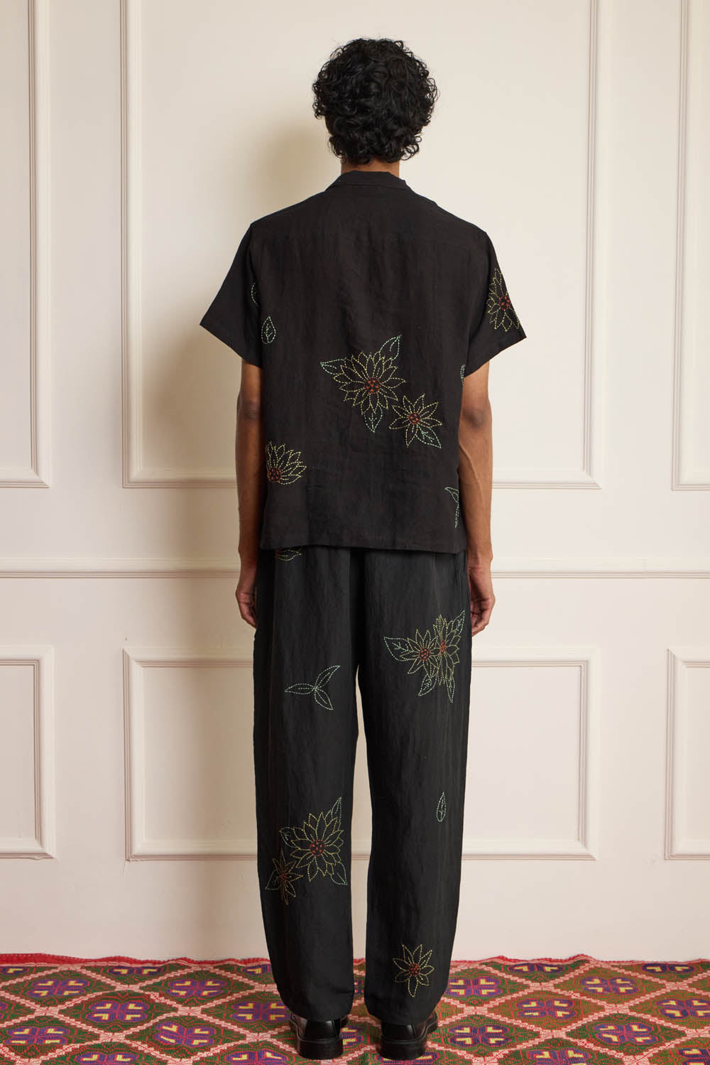 Black Kantha Embroidered Shirt