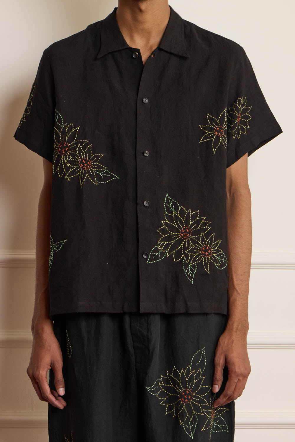 Black Kantha Embroidered Shirt