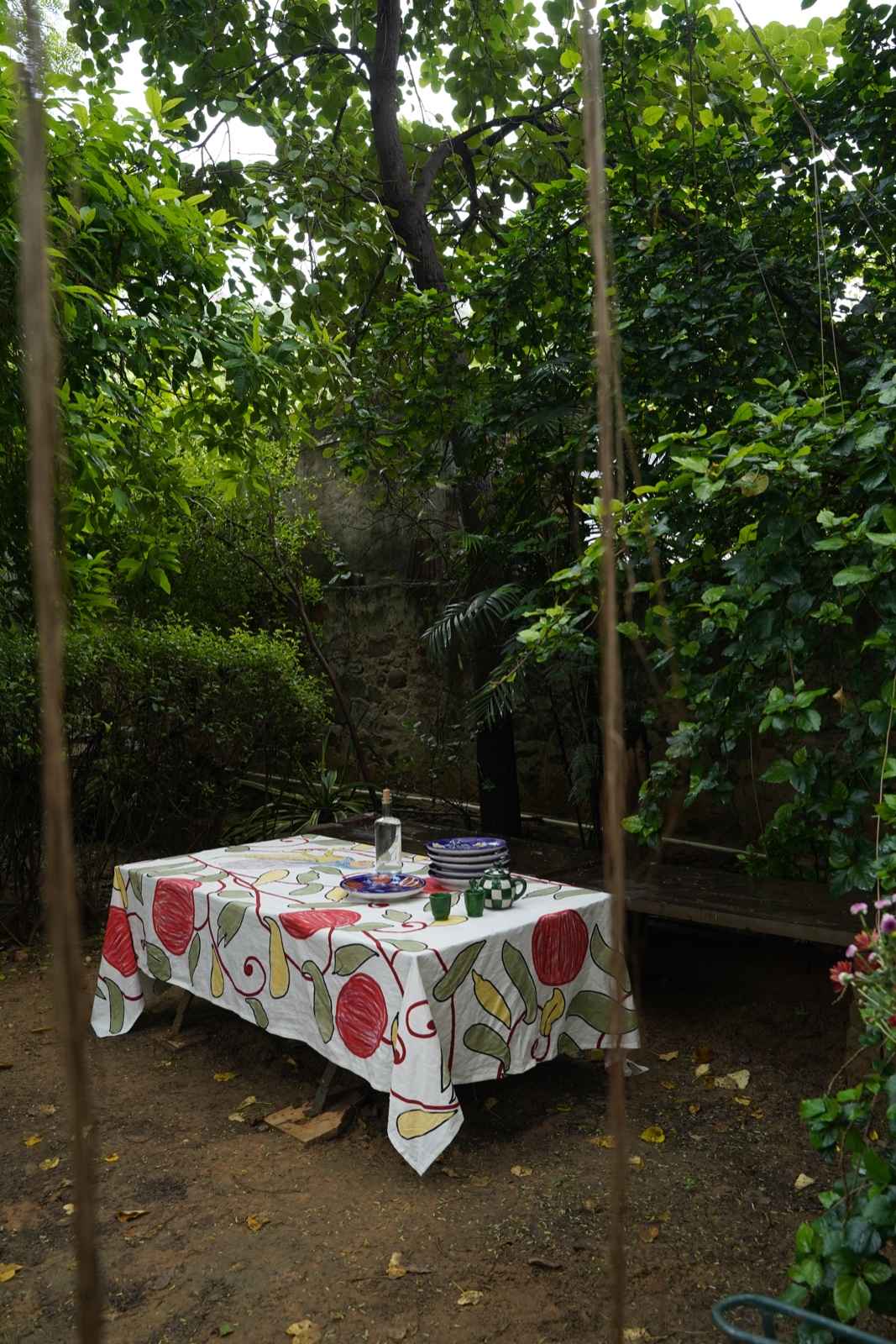 Jungle Scene Hand Printed Tablecloth