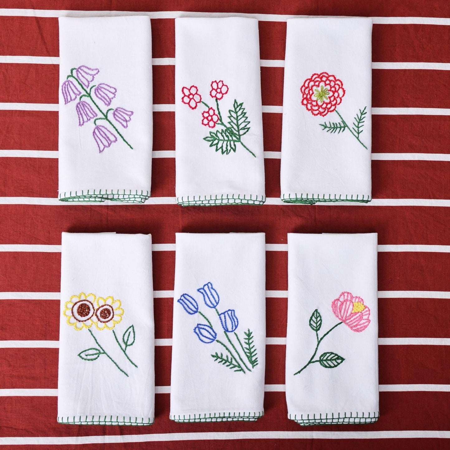Flower Embroidered Table Napkin