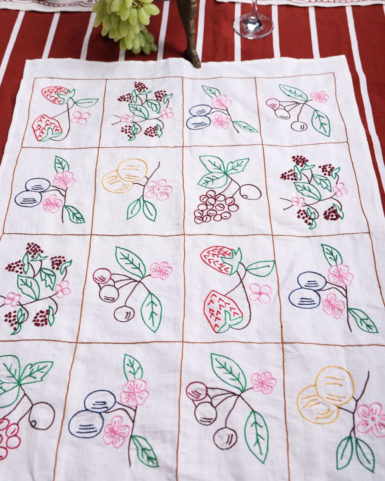 Fruits Embroidered Tea Towel