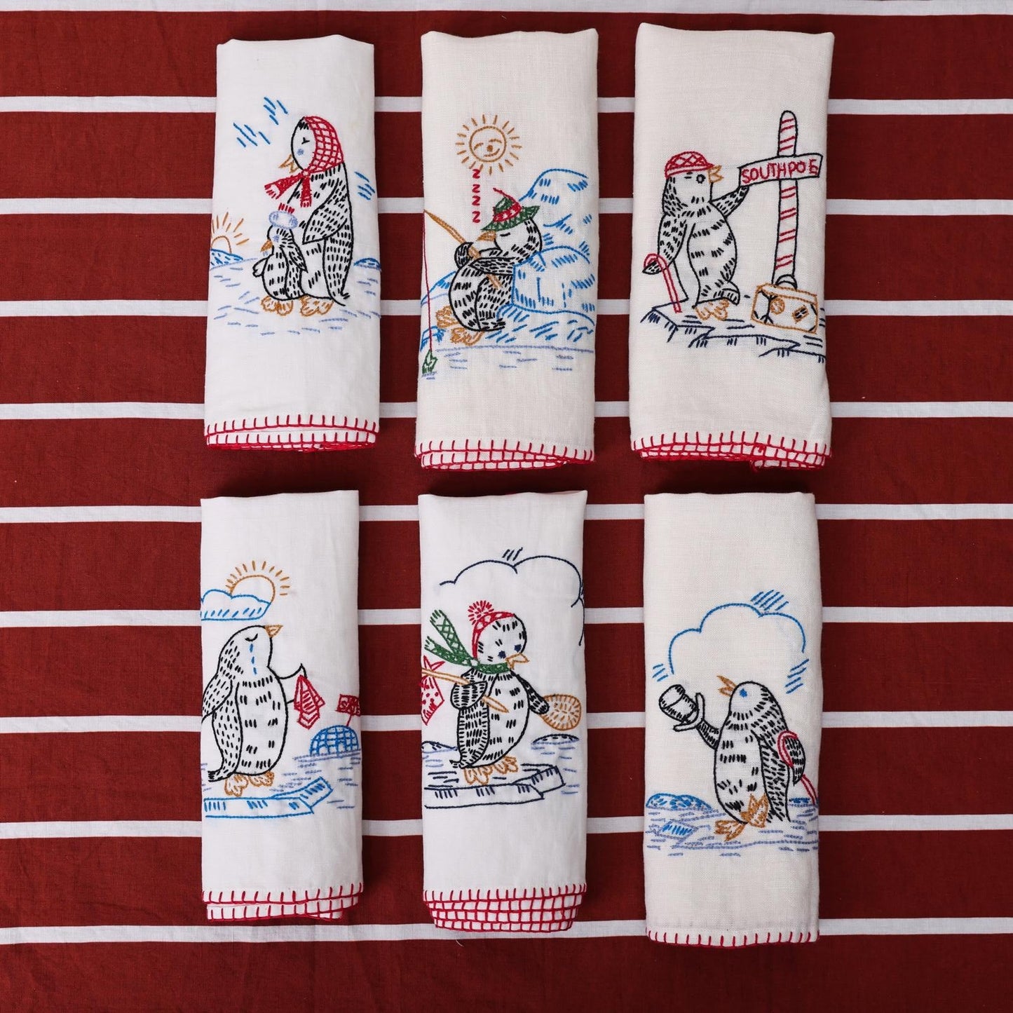 Penguin Embroidered Napkin