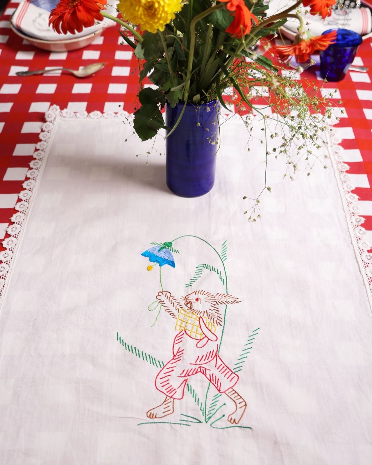 Vintage Embroidered Tea Towel