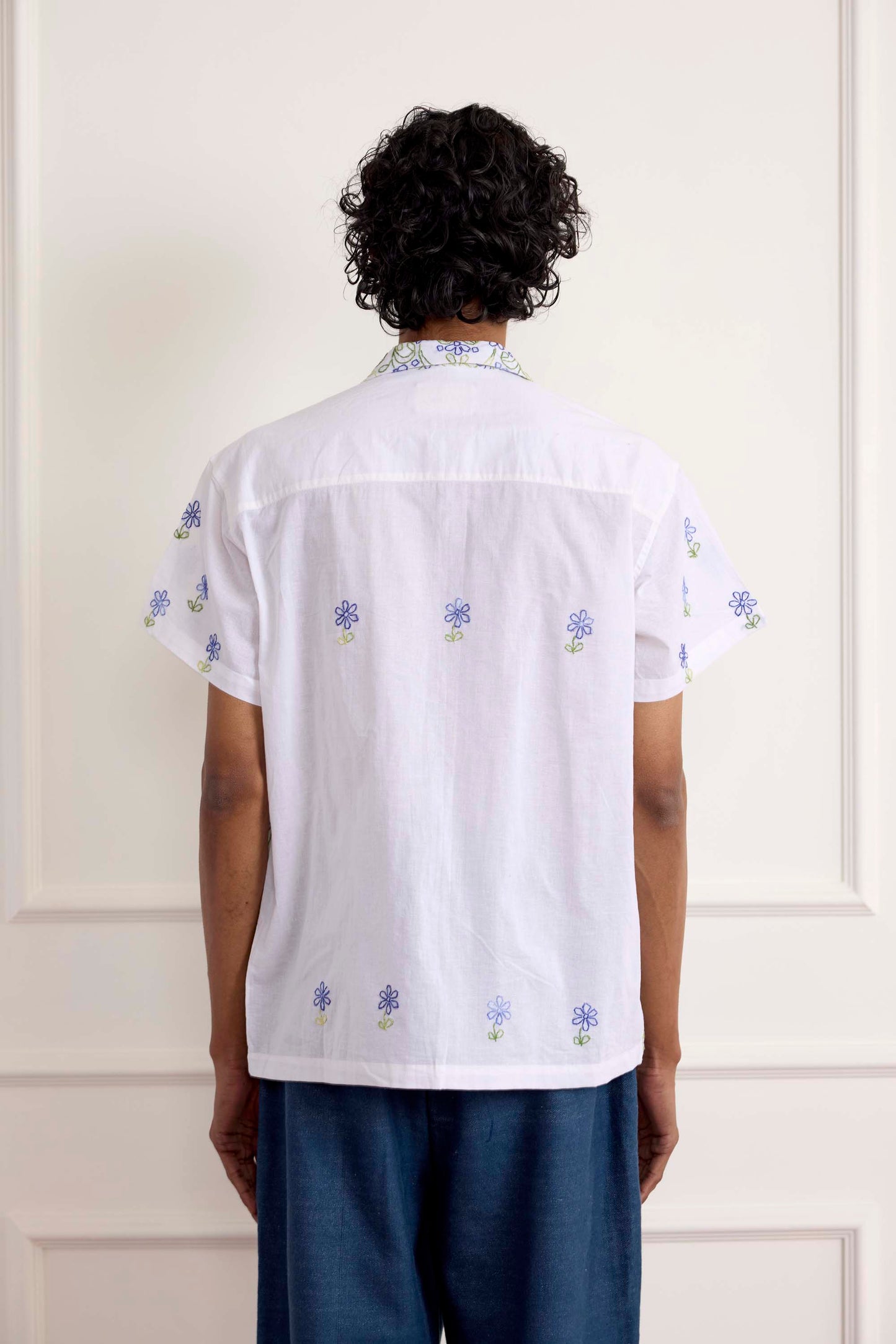 Kantha Stitch Floral Embroidered Shirt