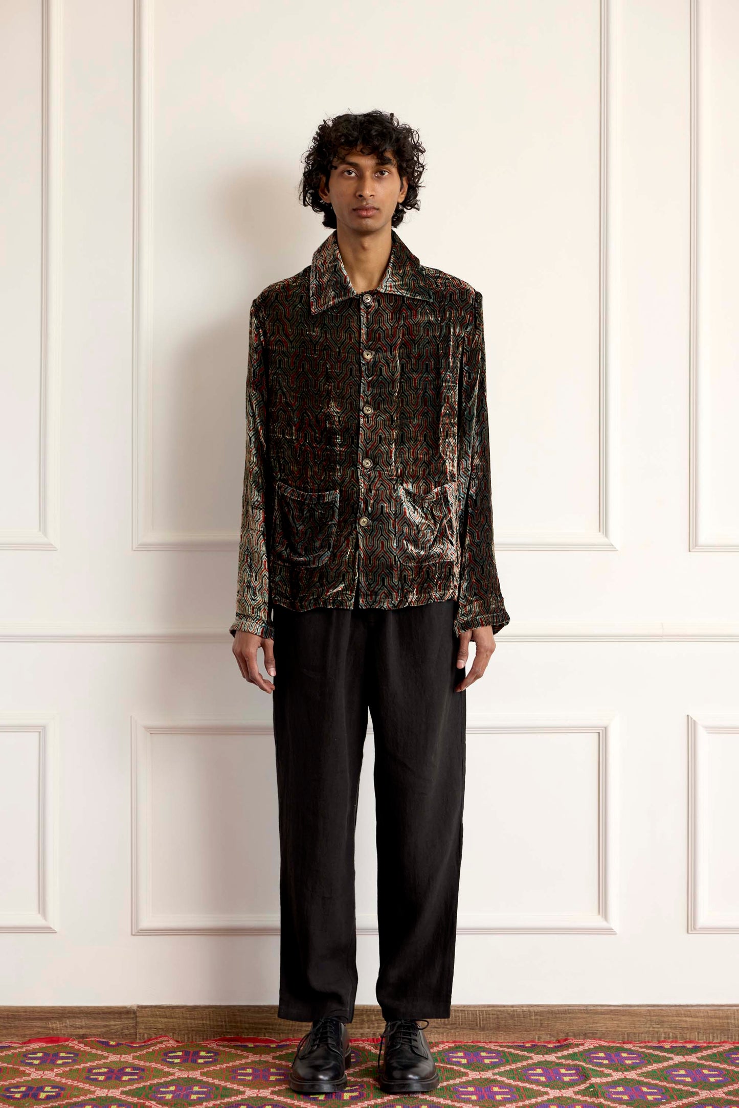 Printed Velvet Silk Blouson