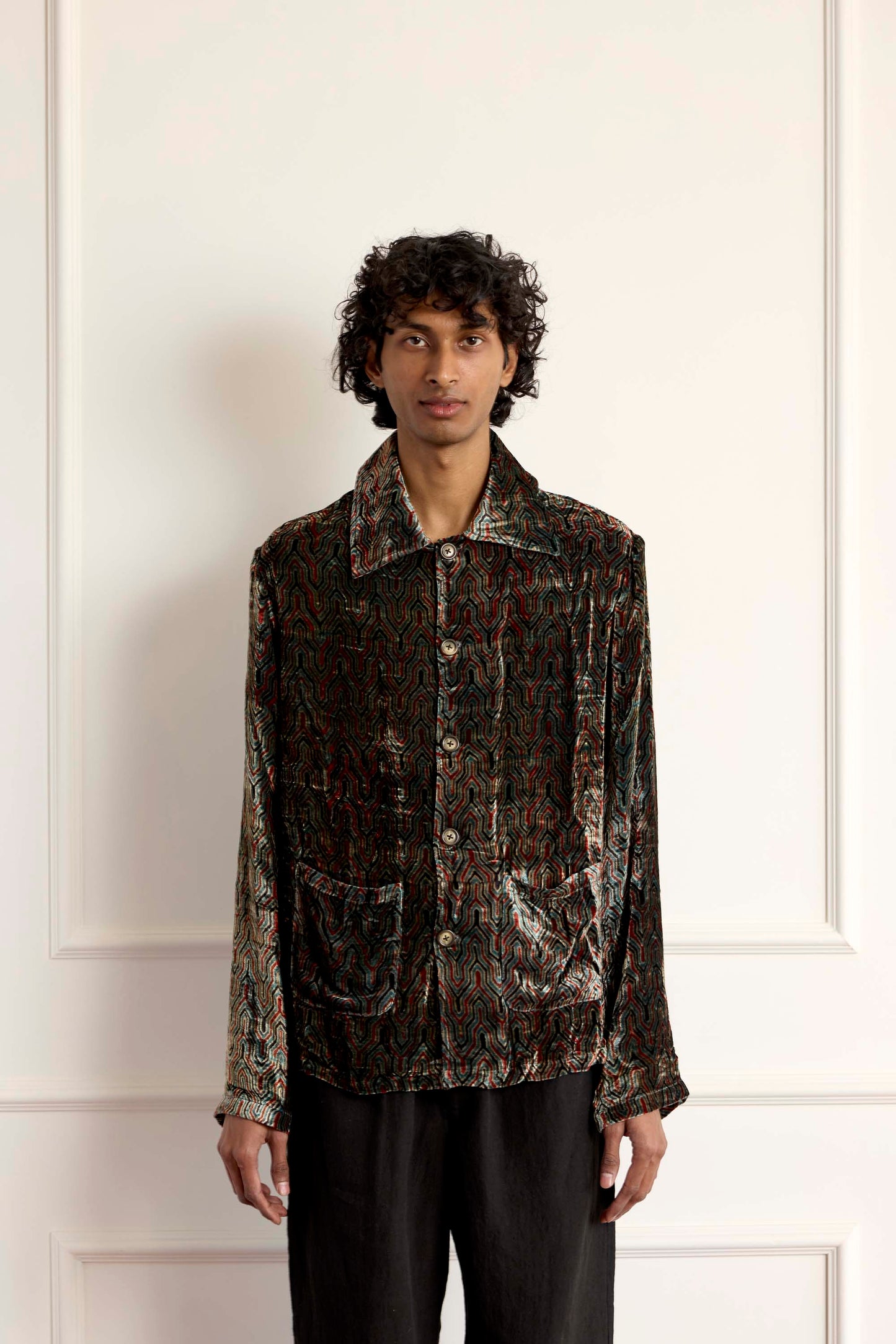 Printed Velvet Silk Blouson