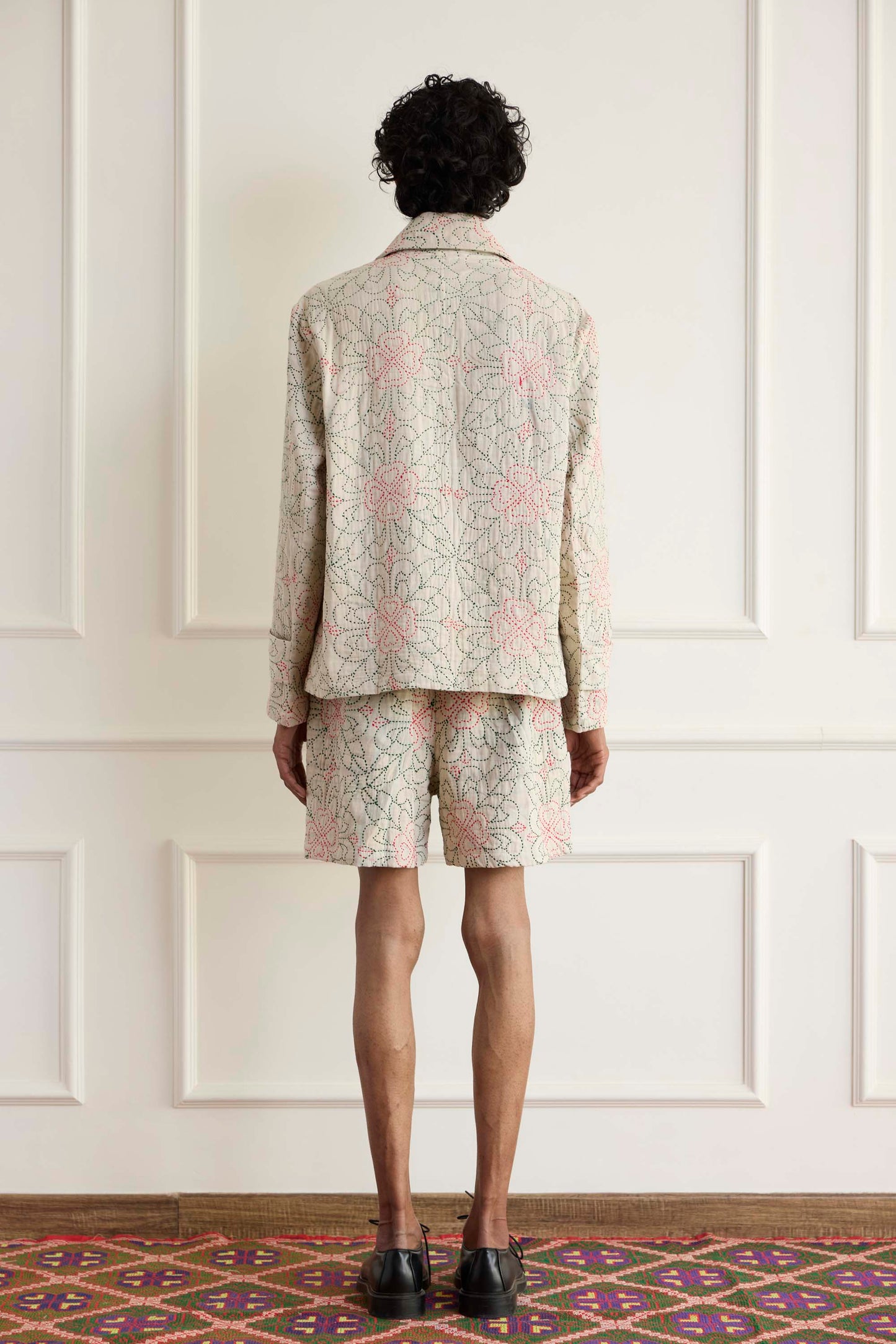 Floral Kantha Blouson Jacket