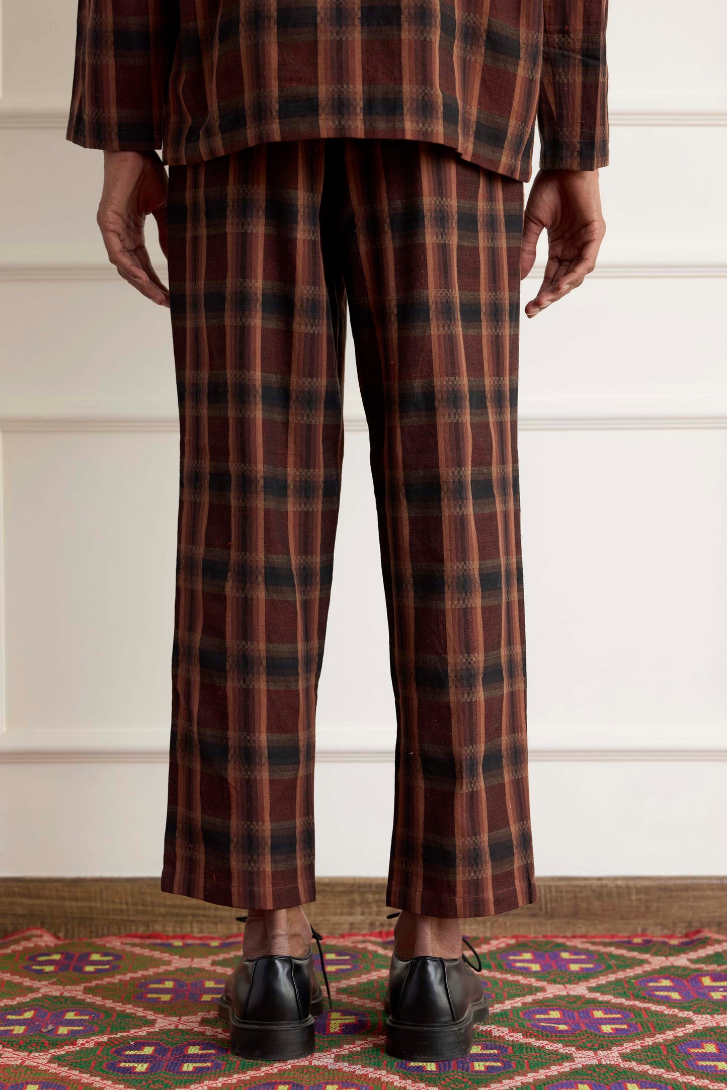 Handwoven Checks High Waist Pants