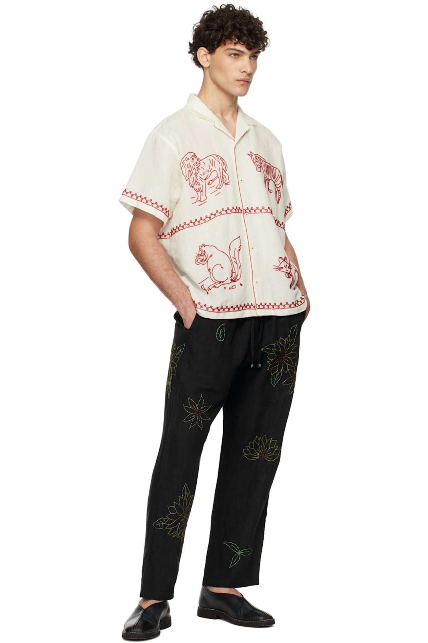 Bead Embroidered Linen Shirt