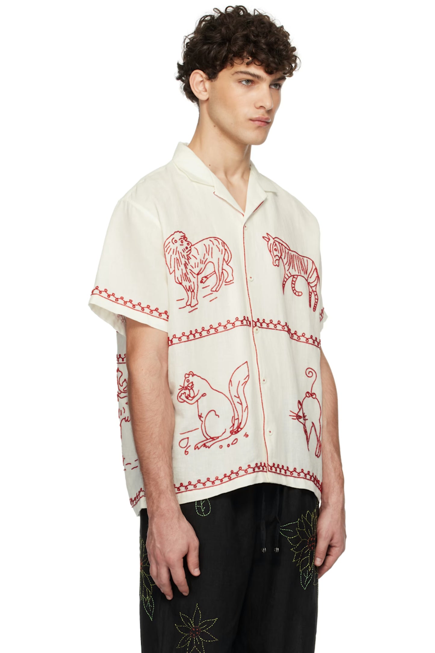 Bead Embroidered Linen Shirt