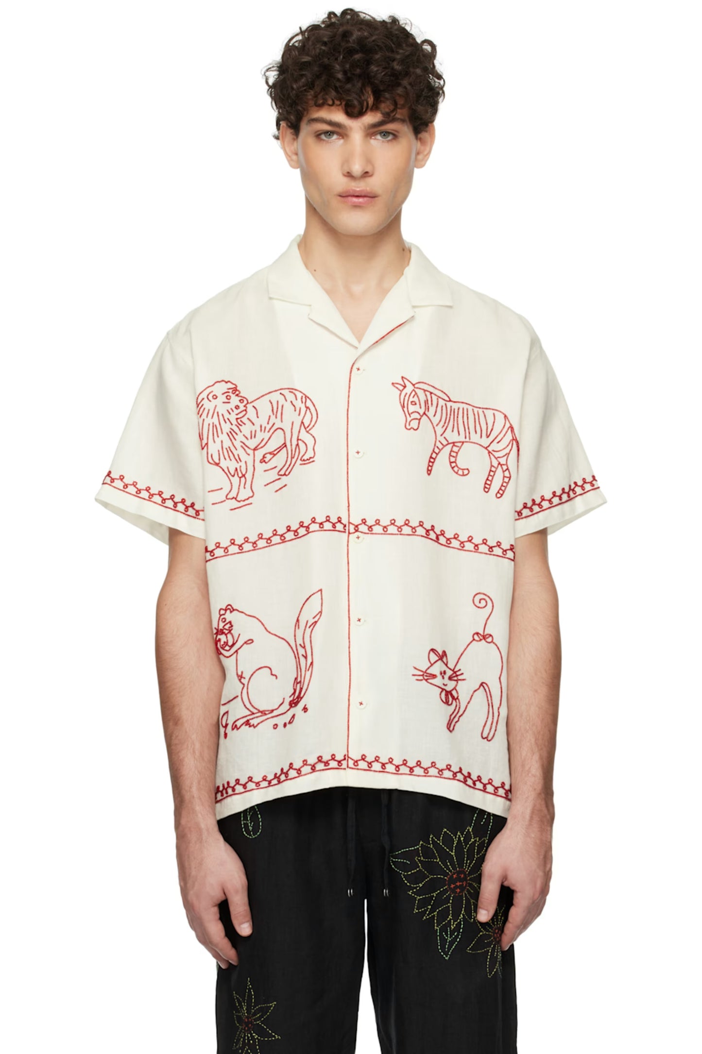 Bead Embroidered Linen Shirt