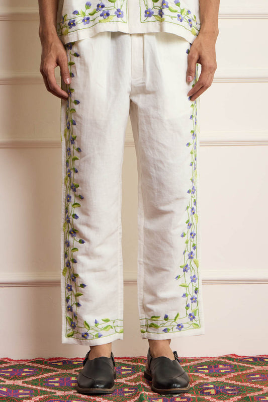 Floral Embroidered Pants