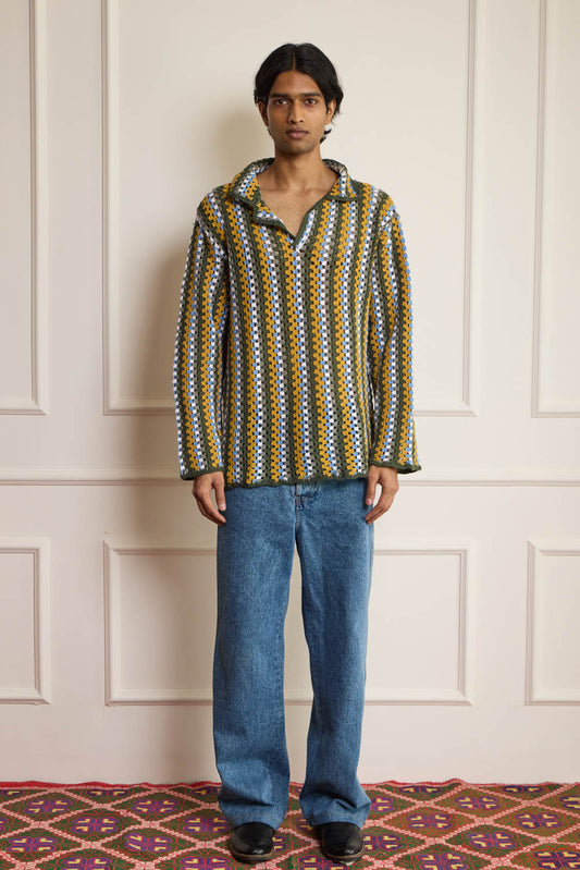 Striped Crochet Popover