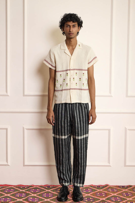 Tulip Cross Stitch Embroidered Shirt