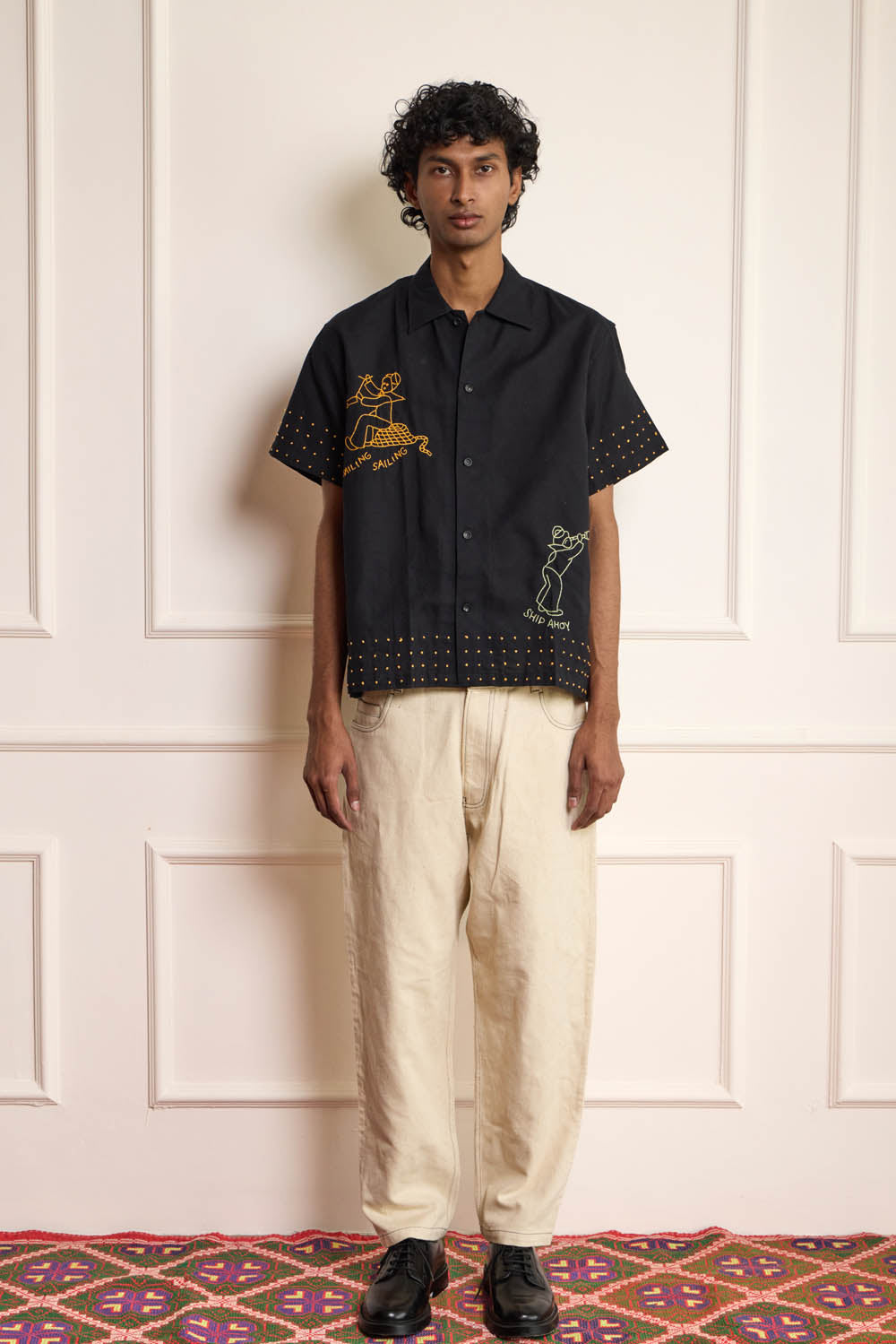 Black Sailing Embroidered Shirt