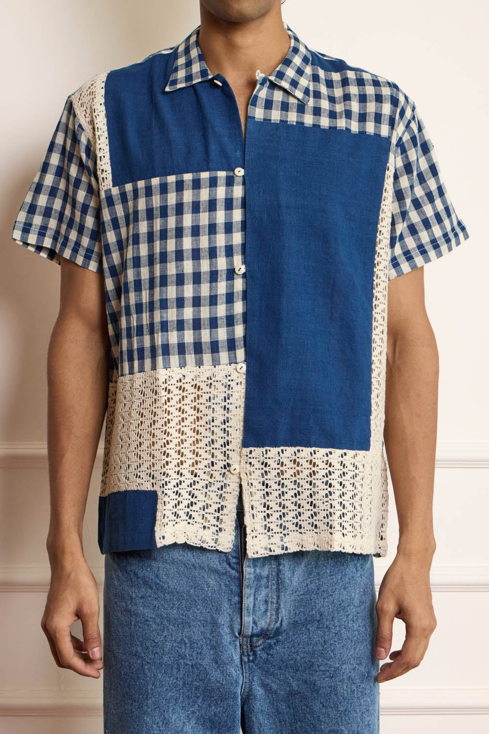 Blue Patchwork Shirt