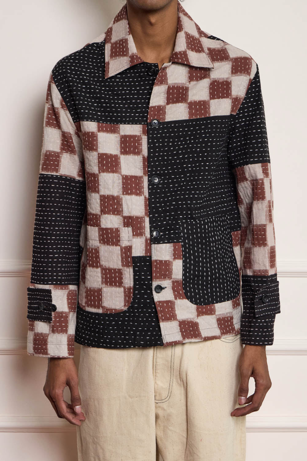 Ikat Kantha Quilted Jacket