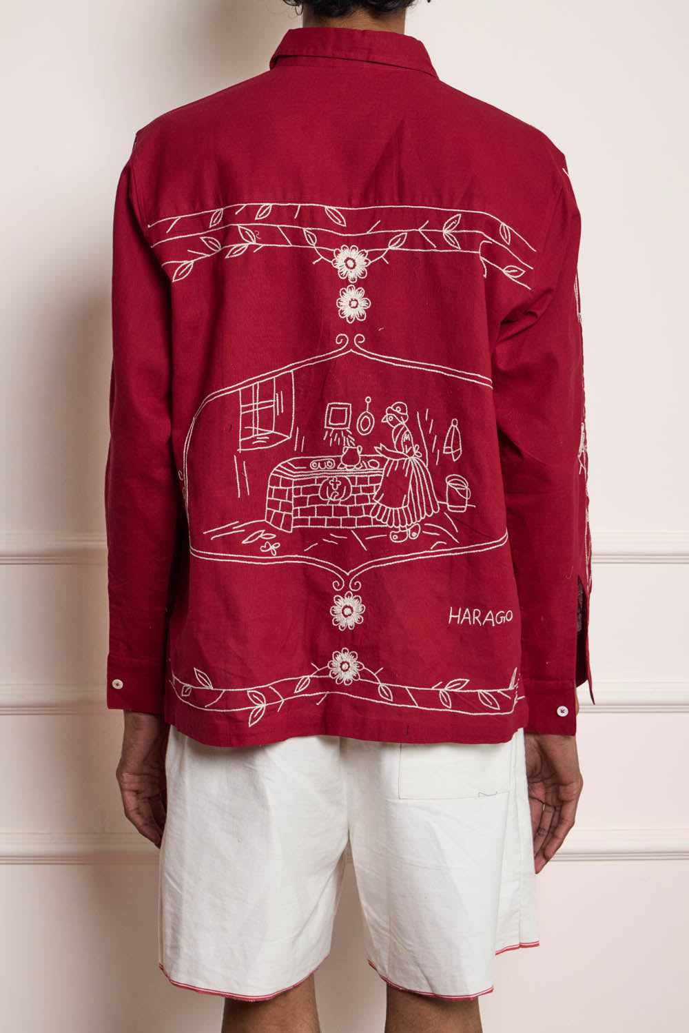 French Tea Towel Embroidered Shirt