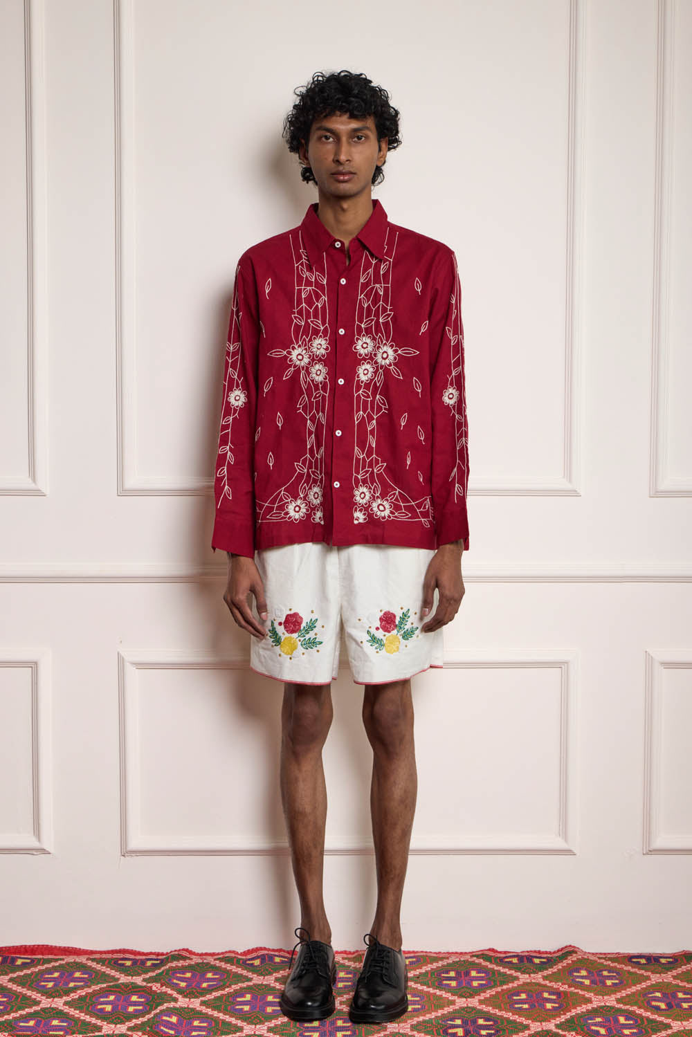 French Tea Towel Embroidered Shirt