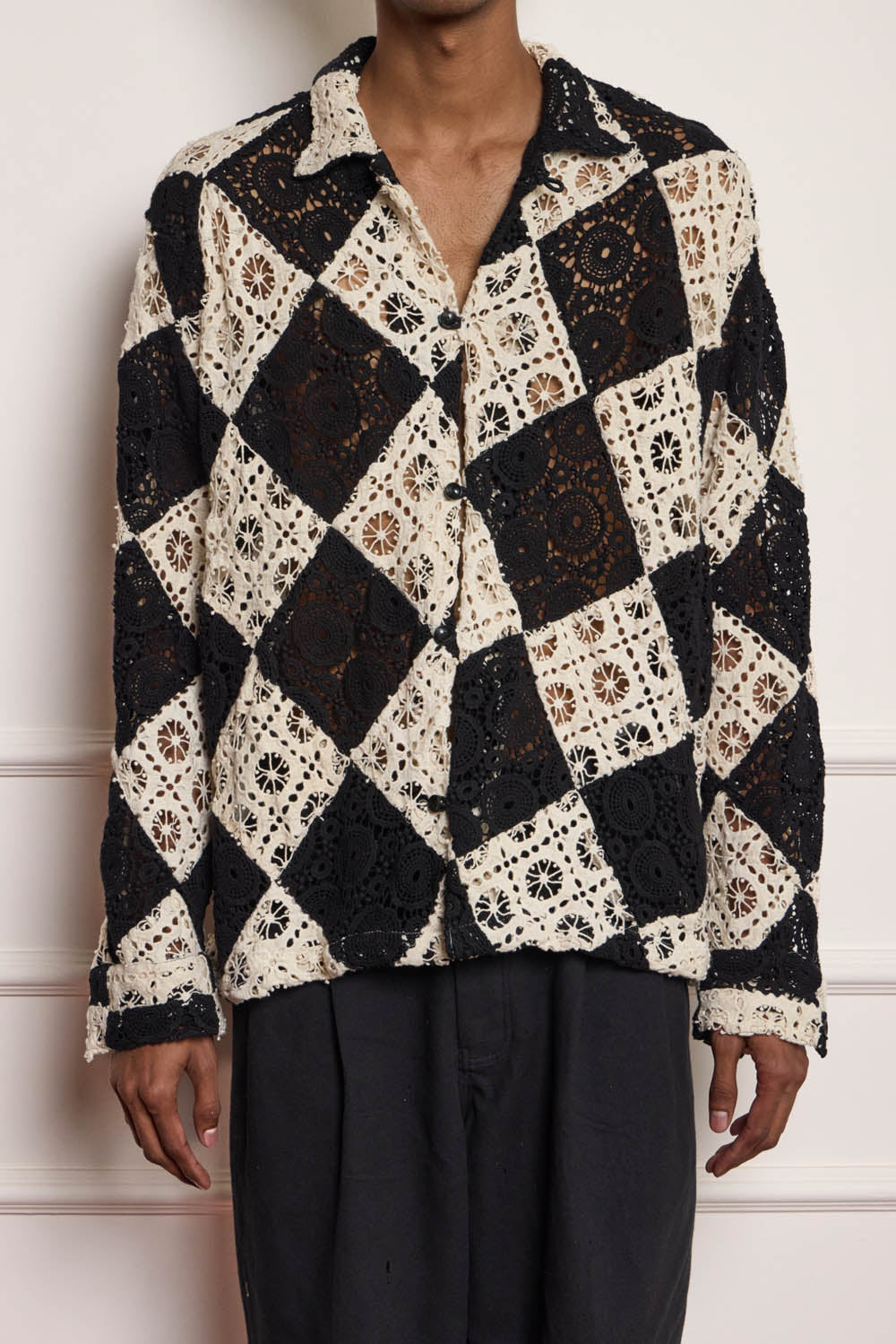 Lace Diamond Patchwork Shirt