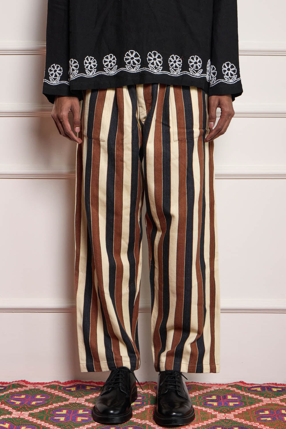 Brown Stripe Wide Leg Pants