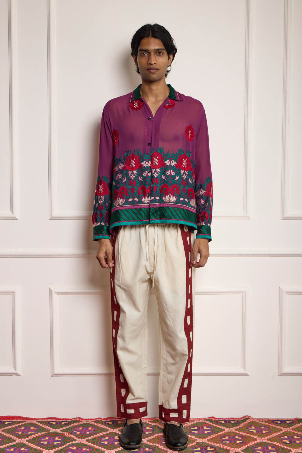 Vintage Silk Embroidered Shirt