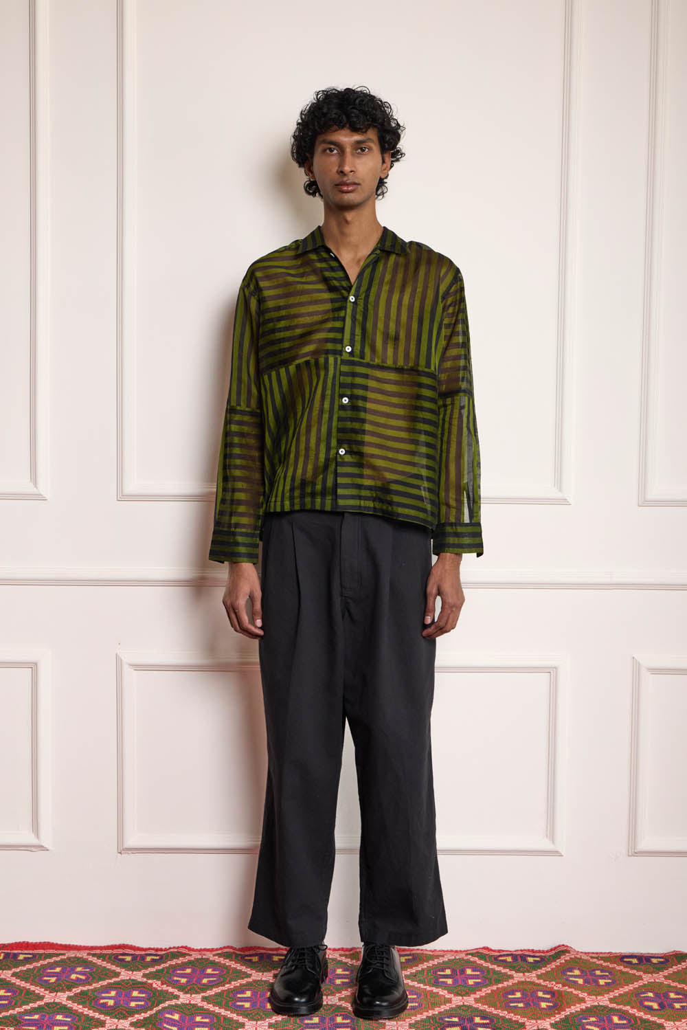 Silk Patchwork Shirt - Green