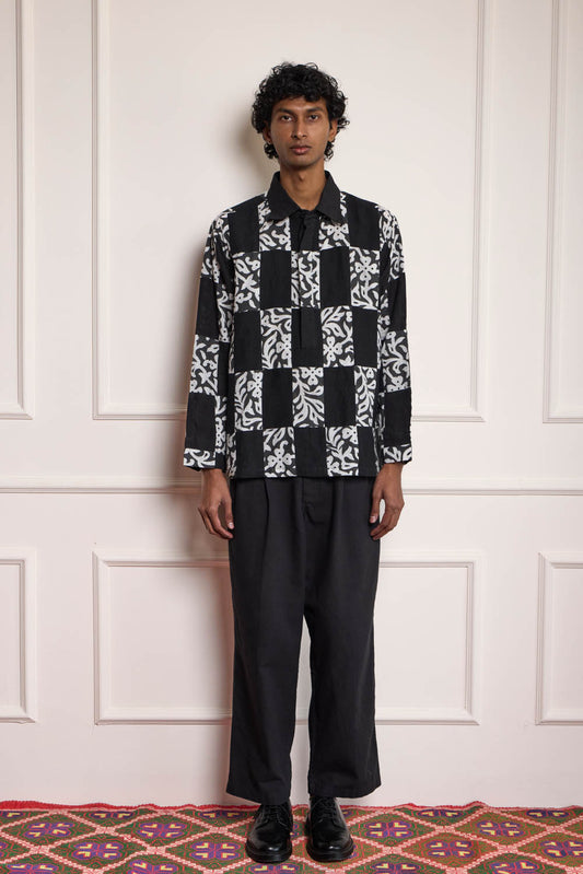 Block Printed Patch Popover Shirt