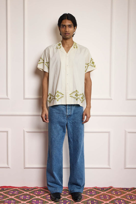 Silk Route Embroidery Khadi Shirt