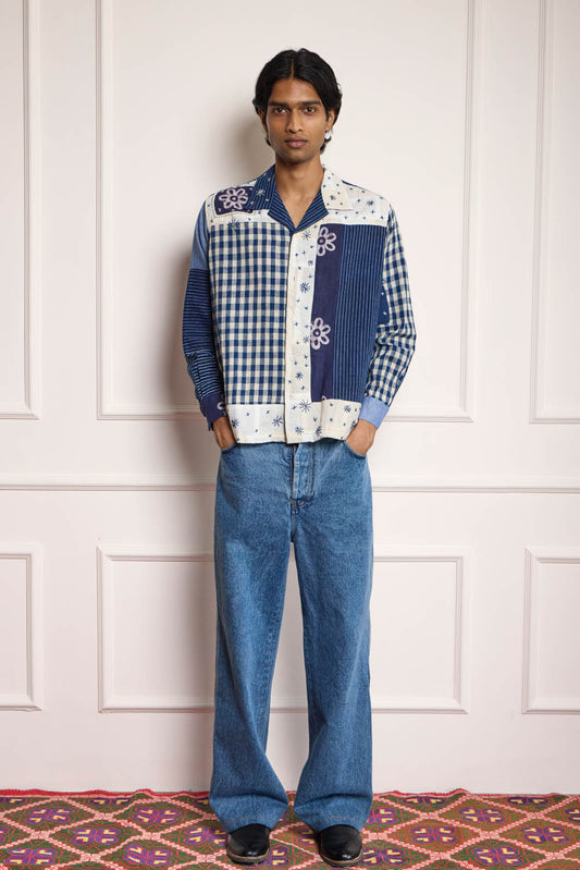 Indigo Patchwork Shirt