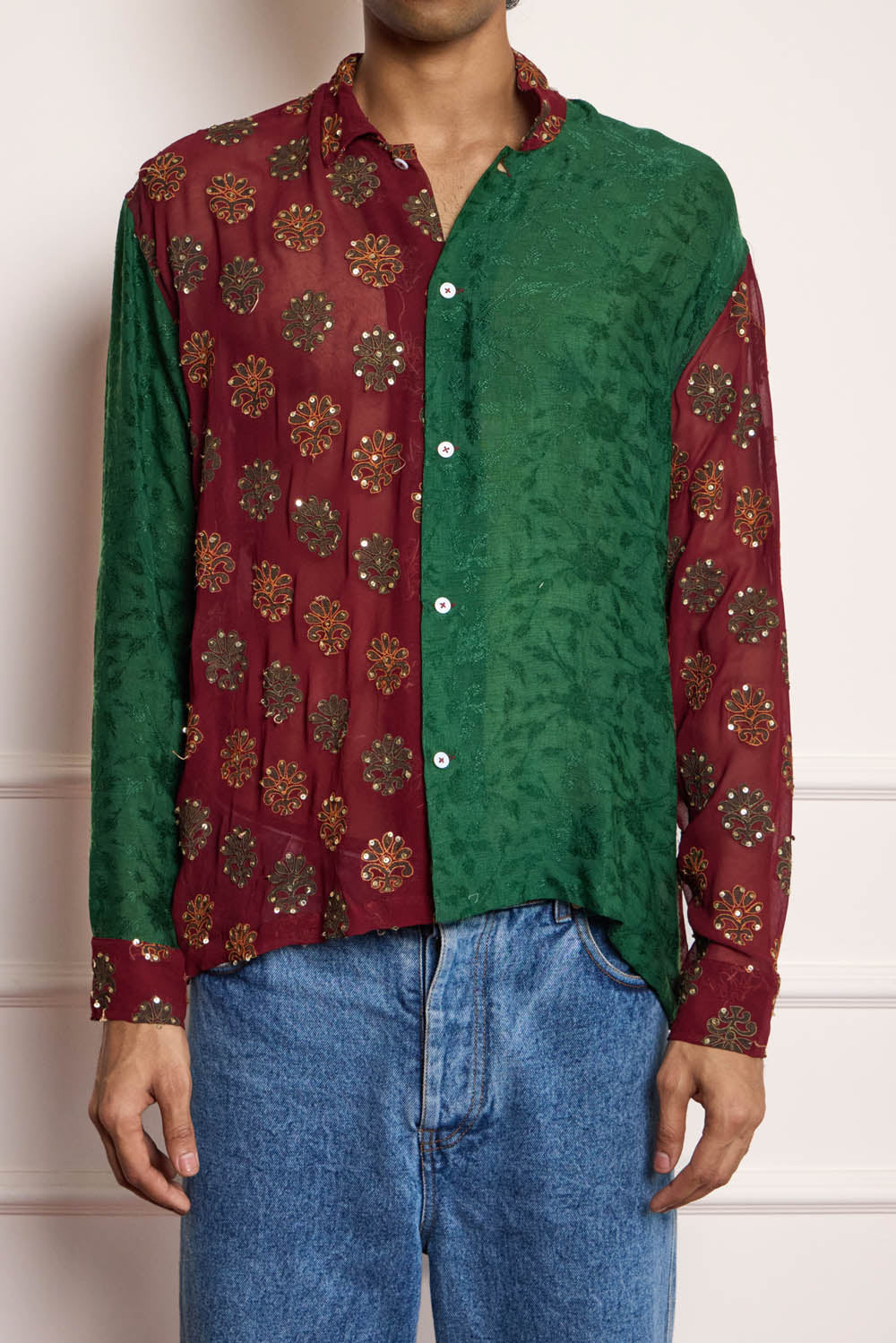 Vintage Silk Embroidered Shirt
