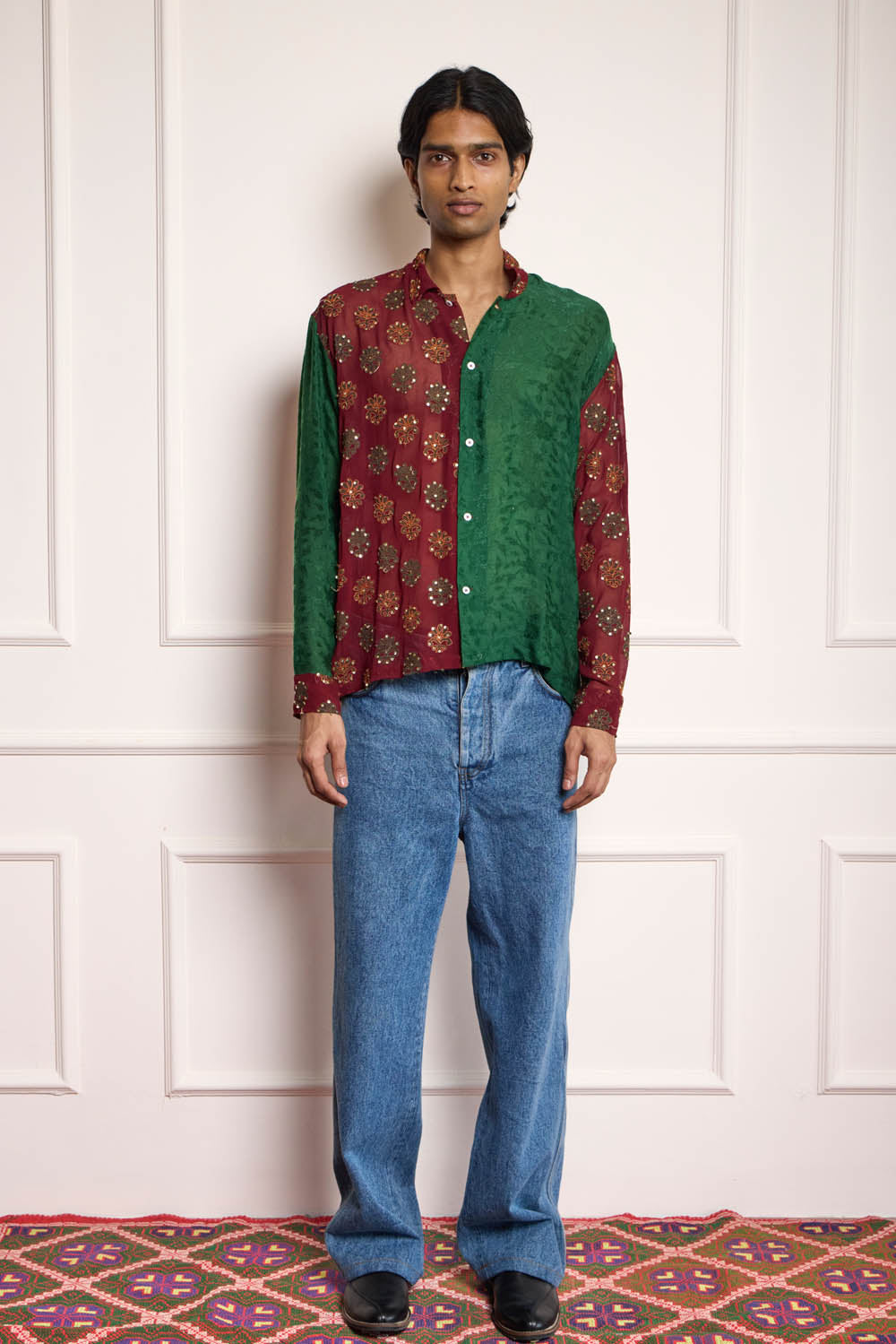 Vintage Silk Embroidered Shirt
