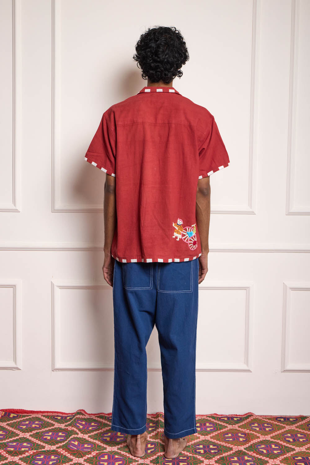 Hand Embroidered Shirt - Red