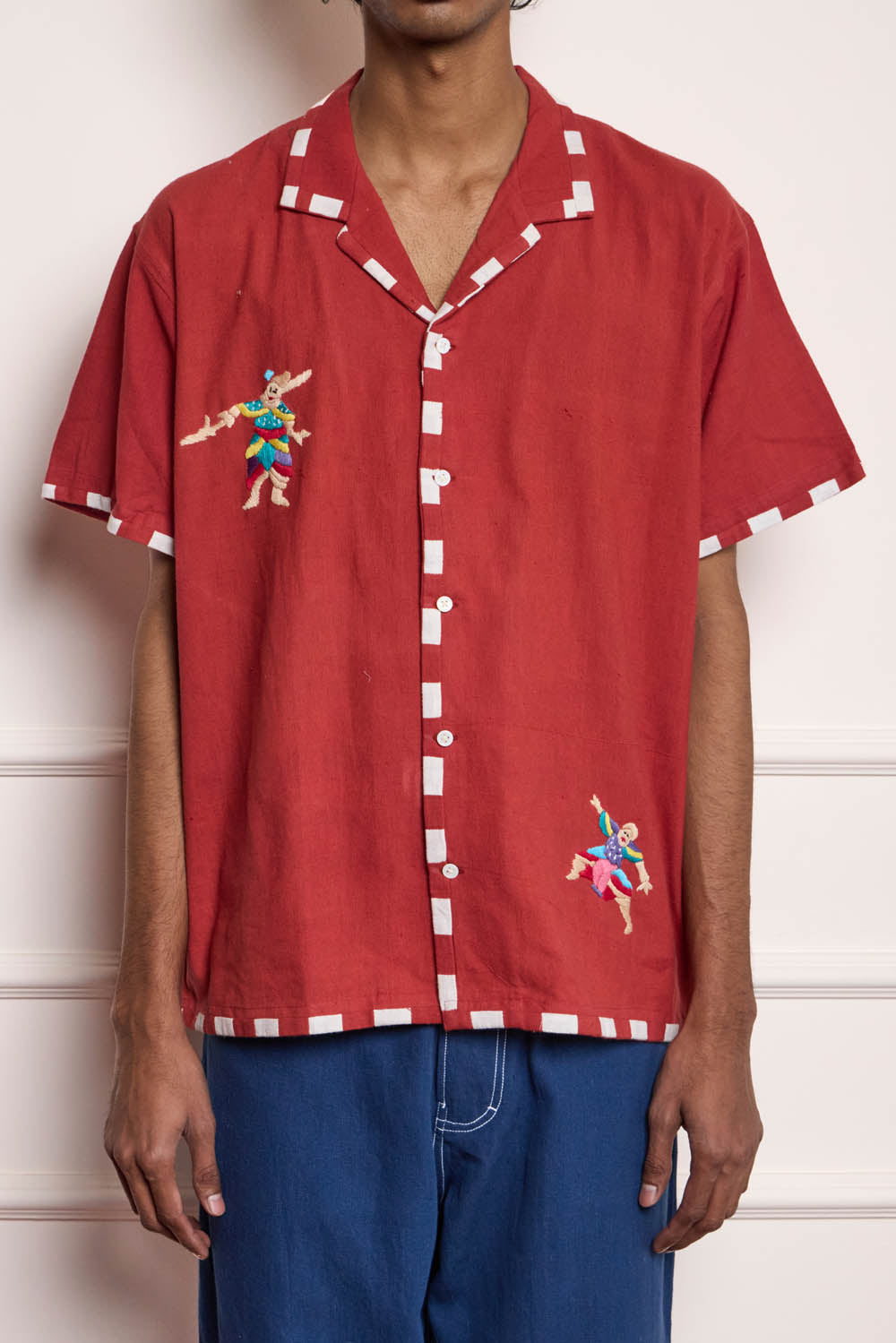 Hand Embroidered Shirt - Red