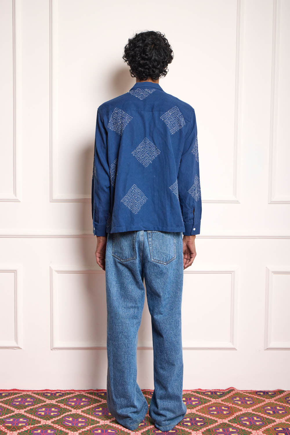 Indigo Kantha Embroidered Shirt