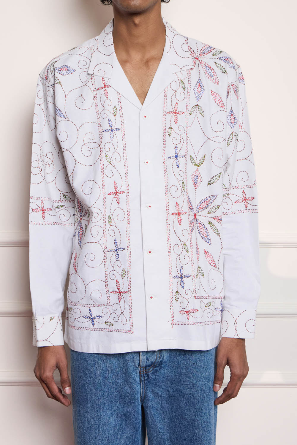 Hand Embroidered Shirt- White