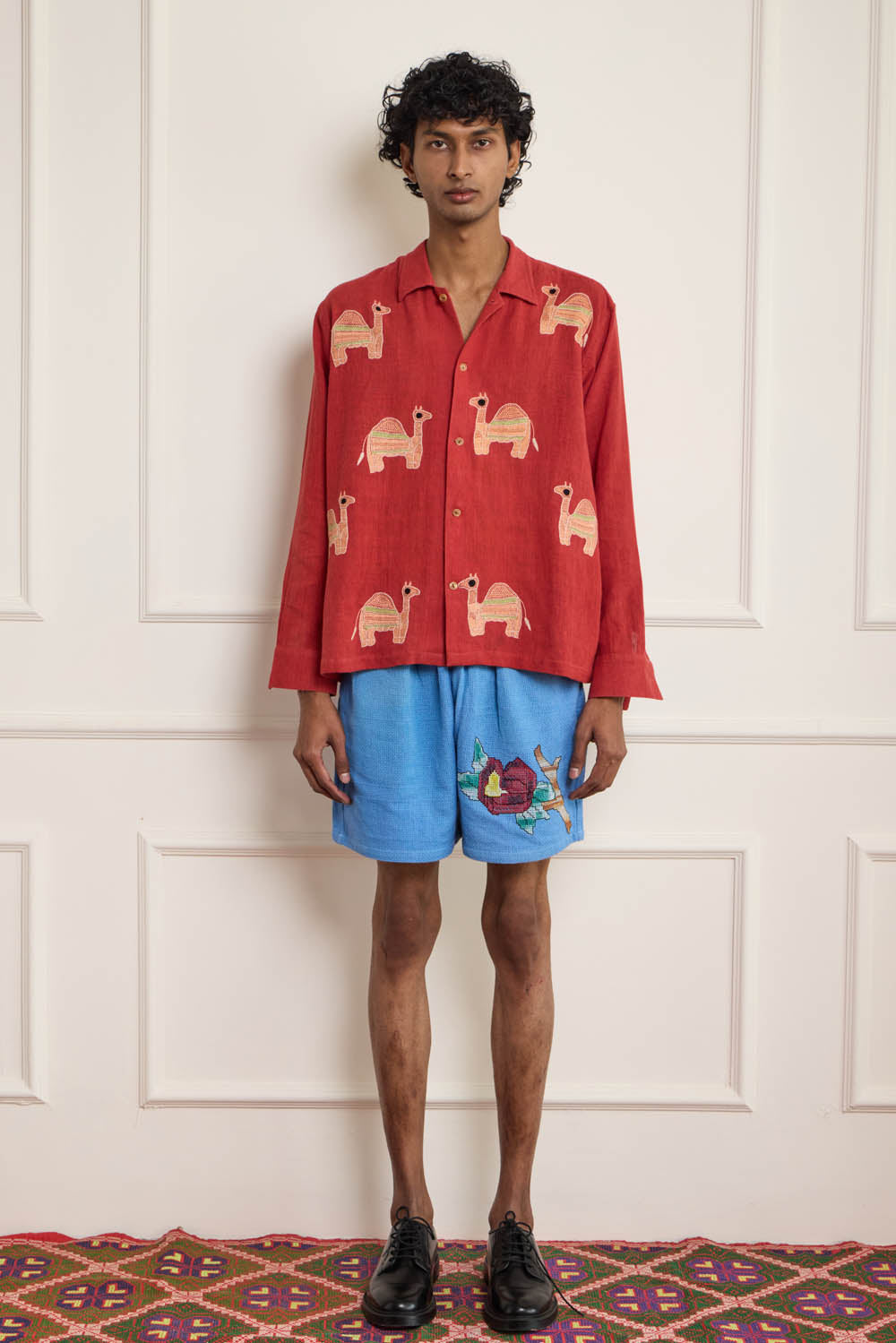 Camel Embroidered Shirt