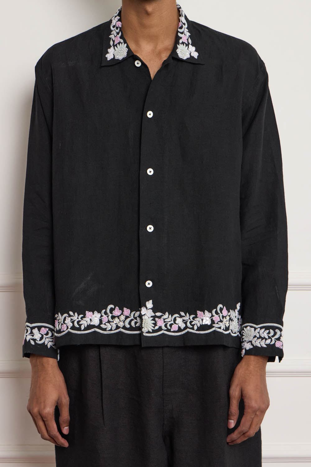 Silver Zardozi Embroidered Shirt