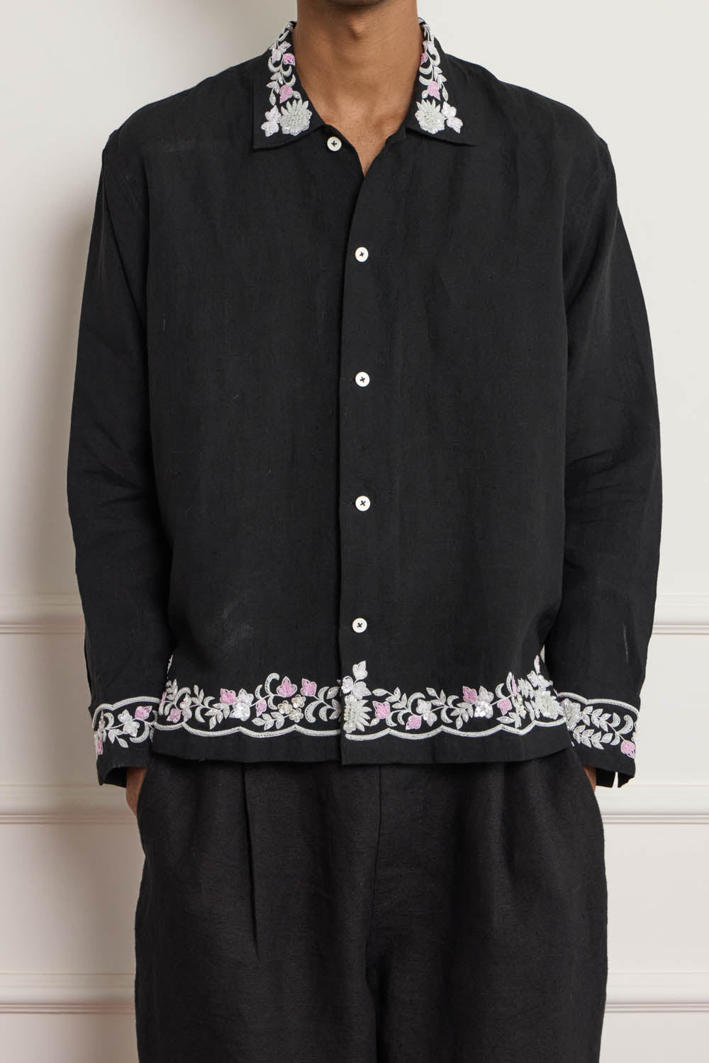 Silver Zardozi Embroidered Shirt